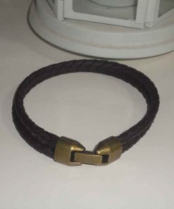 Pulseira de Couro Semi-Sintético Castanho