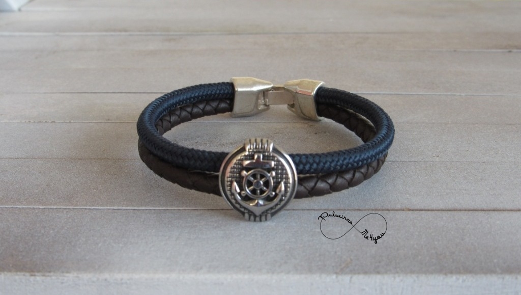 Pulseira Couro Genuíno Âncora Aço - Image 5