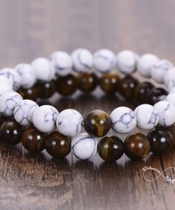 Pulseiras Casal - Pedras Naturais- Colecção Romantic - Tiger Eye & White Turquoise - PULSH 110