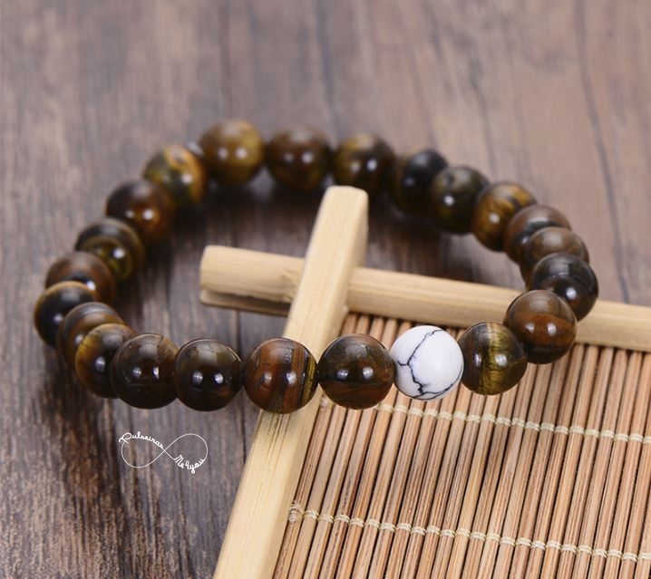 Pulseiras Casal - Pedras Naturais- Colecção Romantic - Tiger Eye & White Turquoise - PULSH 110 - Image 2