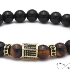 Alternative view of Pulseira Masculina Pedras Naturais+ Cubic Zirconia Gold - Ref PULSH 116
