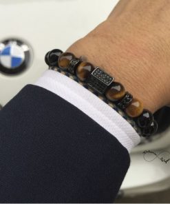 Pulseira Masculina Pedras Naturais+ Cubic Zirconia Black - PULSH 117