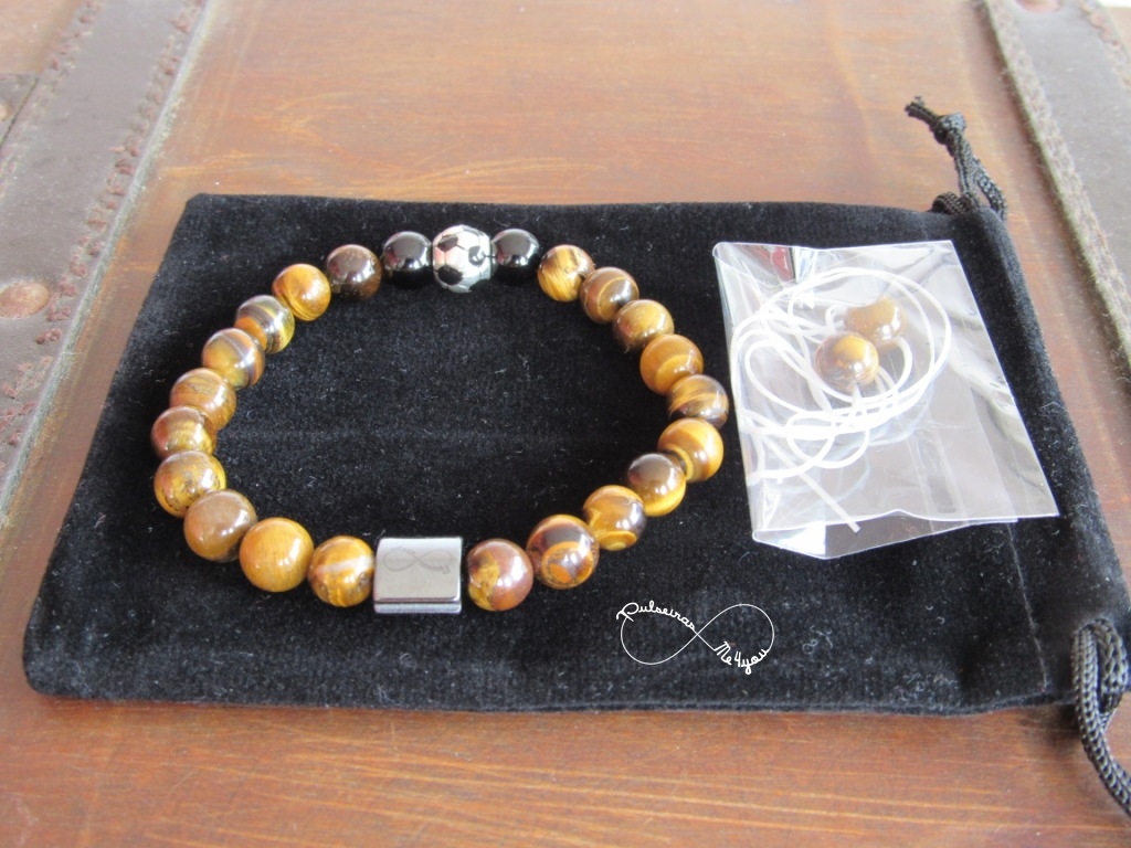Pulseira Masculina Soccer Pedras Genuínas Olho de Tigre - Image 4