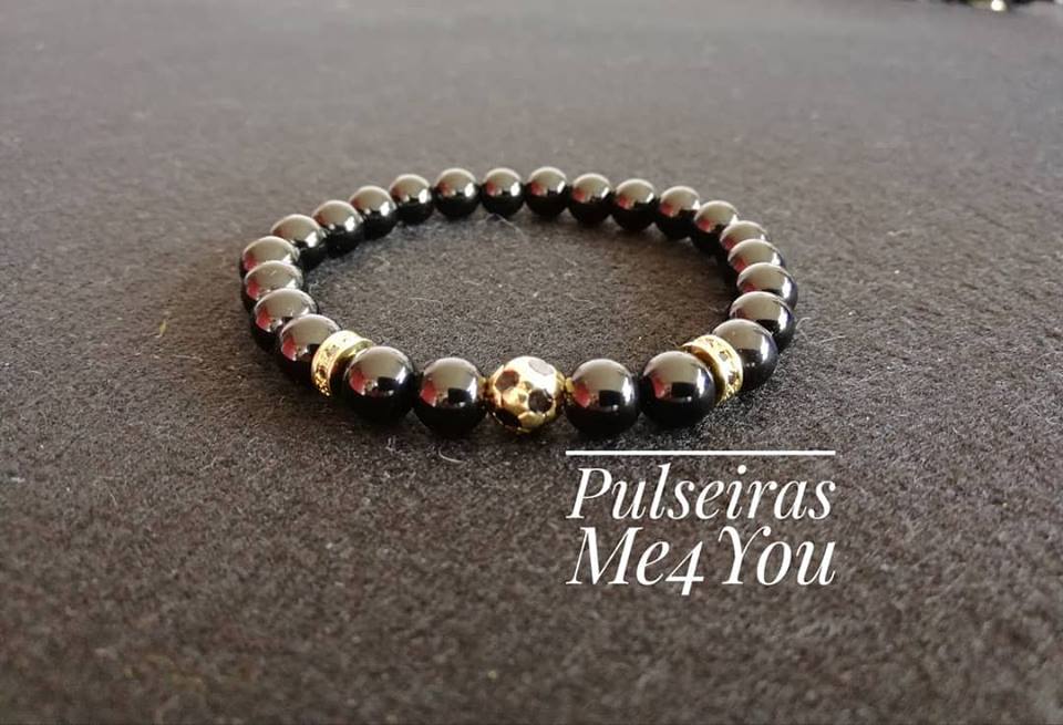 Pulseira Masculina Pedras Naturais + Soccer Gold - Ref PULSH 121 - Image 3