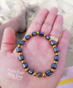 Pulseira Masculina Hematite & Micro Pave Cubic Zirconia - PULSH 128