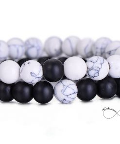 Pulseiras Casal - Pedras Naturais- Colecção Romantic - Black & White - Ref PULSH 113