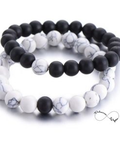 Alternative view of Pulseiras Casal - Pedras Naturais- Colecção Romantic - Black & White - Ref PULSH 113