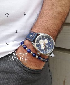 Alternative view of Pulseira Masculina Pedras Naturais Lapis Lazuli - PULSH 178