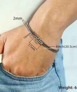 Alternative view of Pulseira Masculina Dupla em Aço Inoxidável - PULSH AÇO 24
