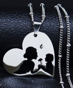 Colar Feminino Coração Aço Inoxidável - Cor de Prata - Col S Aço 02