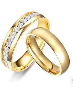 Anel / Aliança Casal - Aço Dourado - Anel M15