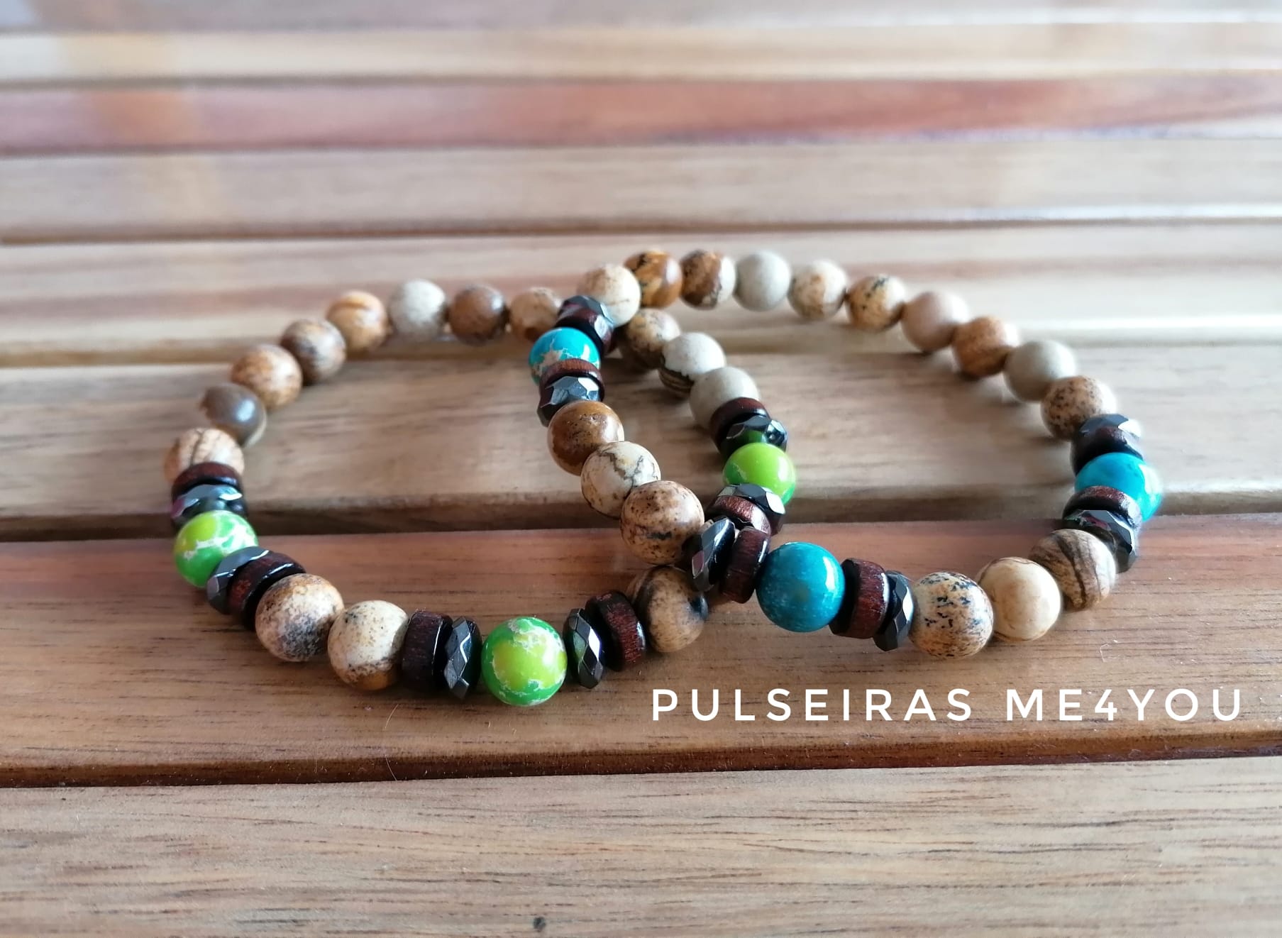 Pulseira Masculina com Pedras Naturais Jasper - PULSH 239