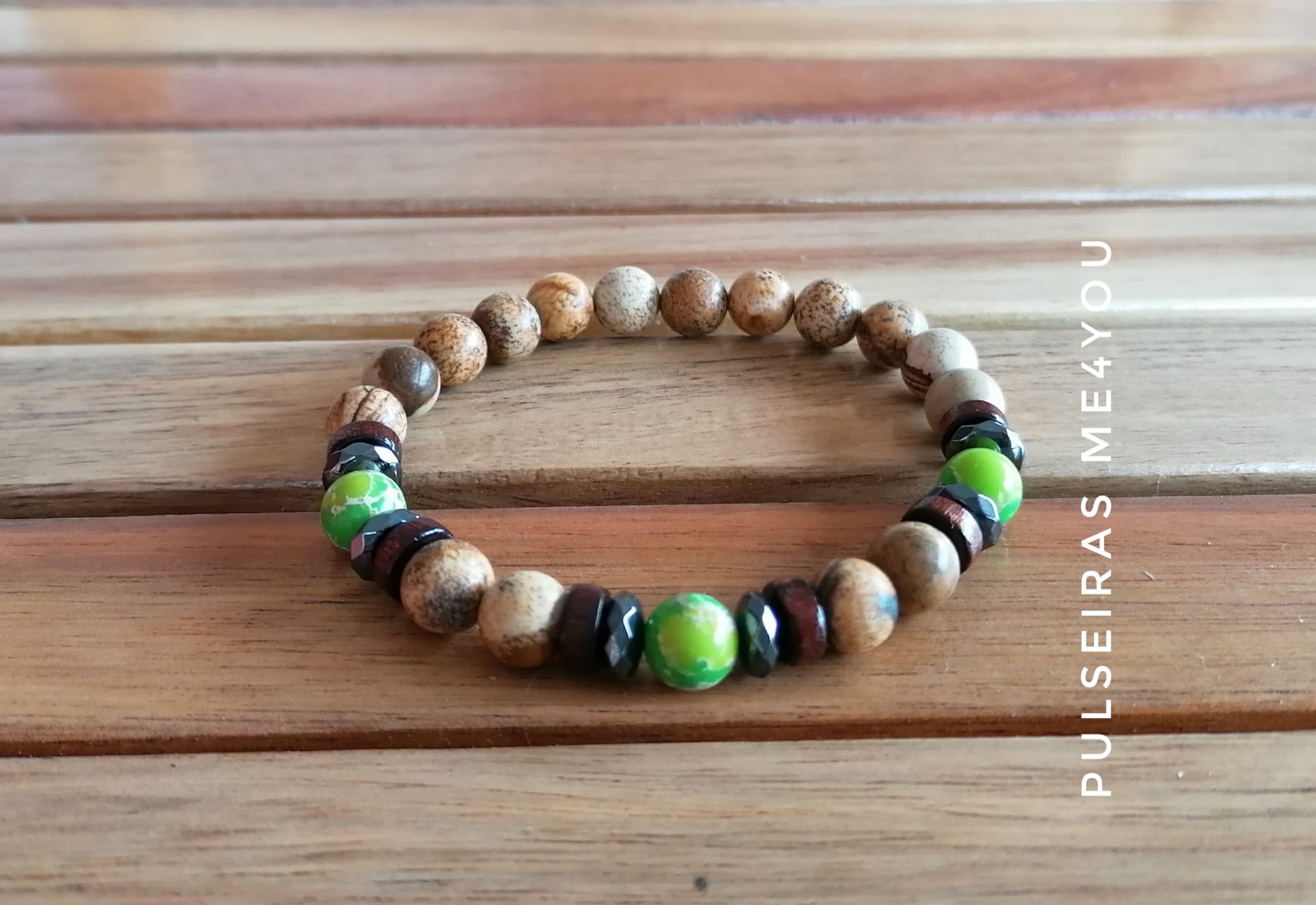 Pulseira Masculina com Pedras Naturais Jasper - PULSH 239 - Image 3
