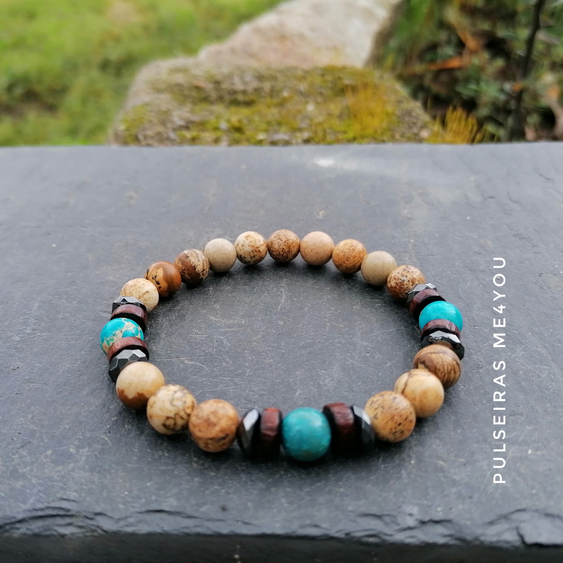 Pulseira Masculina com Pedras Naturais Jasper - PULSH 239 - Image 4