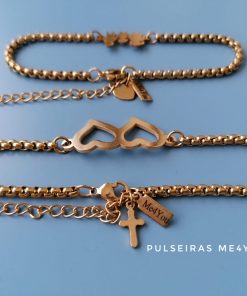 Alternative view of Pulseiras Femininas em Aço Inoxidável Dourado - PULSF  Aço 02