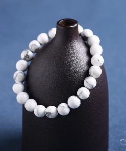 Pulseira de Pedras Howlite Branco Fosco Matizado - PULSH 268