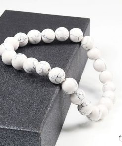 Alternative view of Pulseira de Pedras Howlite Branco Fosco Matizado - PULSH 268