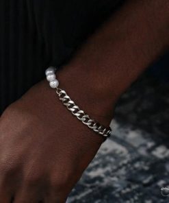 Alternative view of Pulseira Masculina Pérolas & Aço Inoxidável - PULSH AÇO 54