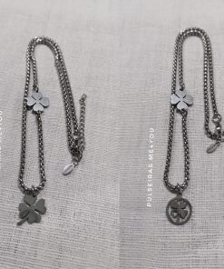 Colar Feminino Aço Inoxidável - Curto - Trevo - Col S Aço 06
