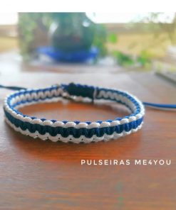Pulseira Trançada Paracord   - Azul & Branco - PULSH 276