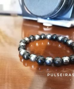 Pulseira com Pedras Naturais Obsidiana Negra e Hematite - PULSH 279