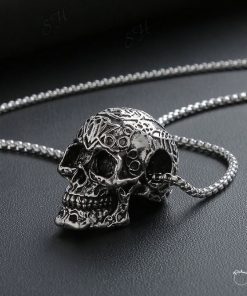 Colar Masculino Caveira / Crâneo - Aço Inoxidável - COL H Aço 50