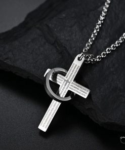 Colar Masculino Cruz Bíblica /Anel - Aço Inoxidável - COL H Aço 51