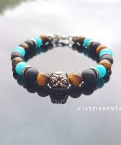 Pulseira Masculina Bulldog & Pedras & Aço - PULSH AÇO 73