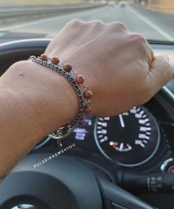 Pulseira Masculina Madeira & Pendente Cruz & Aço Inoxidável   - PULSH 310