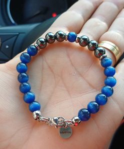 Pulseira Masculina  Olho de Tigre Azul & Hematite & Aço - PULSH 323