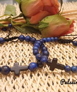 Pulseira de Lápis-Lazúli Natural & Cruz Hematita - PULSH 324