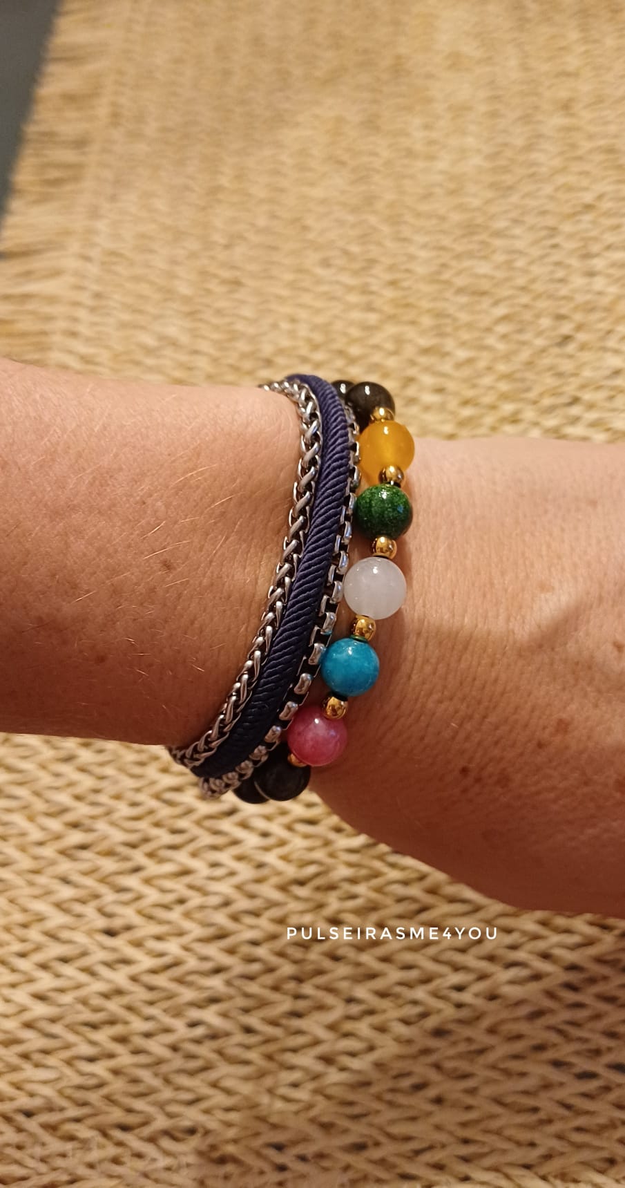 Pulseira Feminina Obsidiana Gold & Multicolor - PULS SH 39