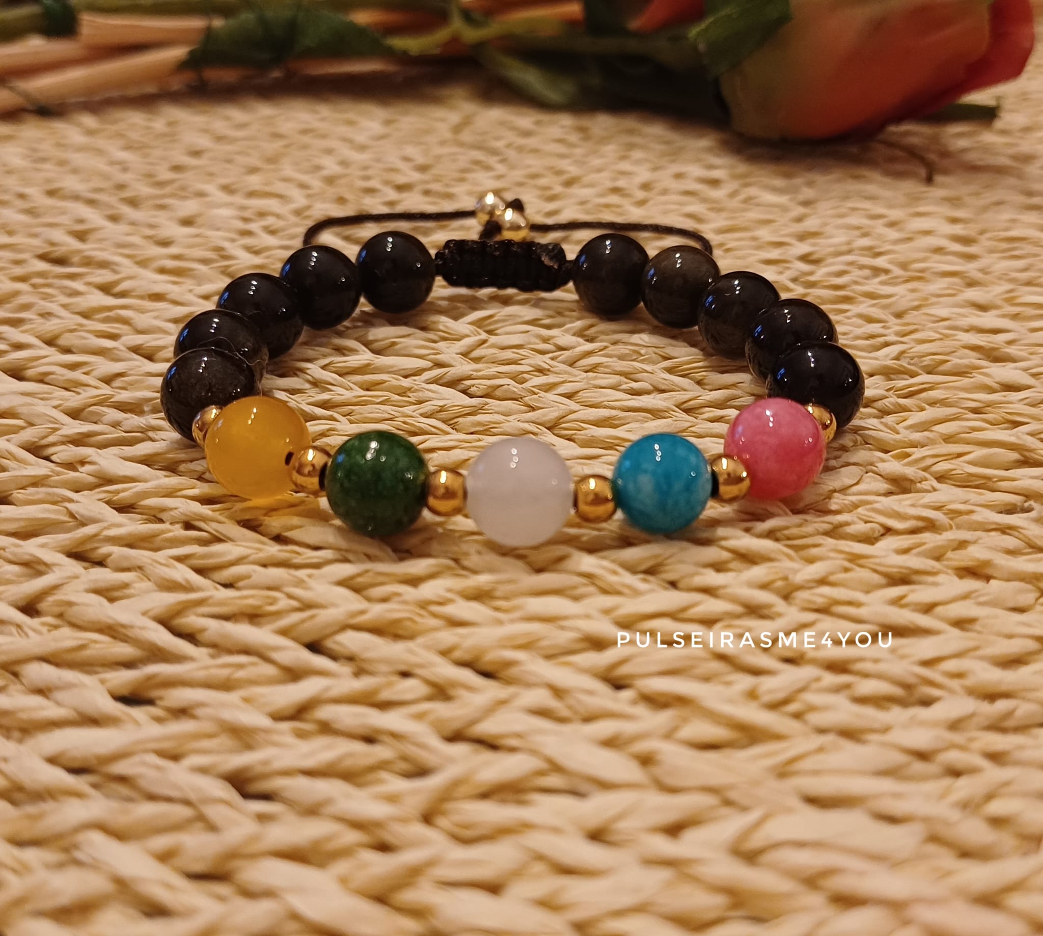 Pulseira Feminina Obsidiana Gold & Multicolor - PULS SH 39 - Image 2