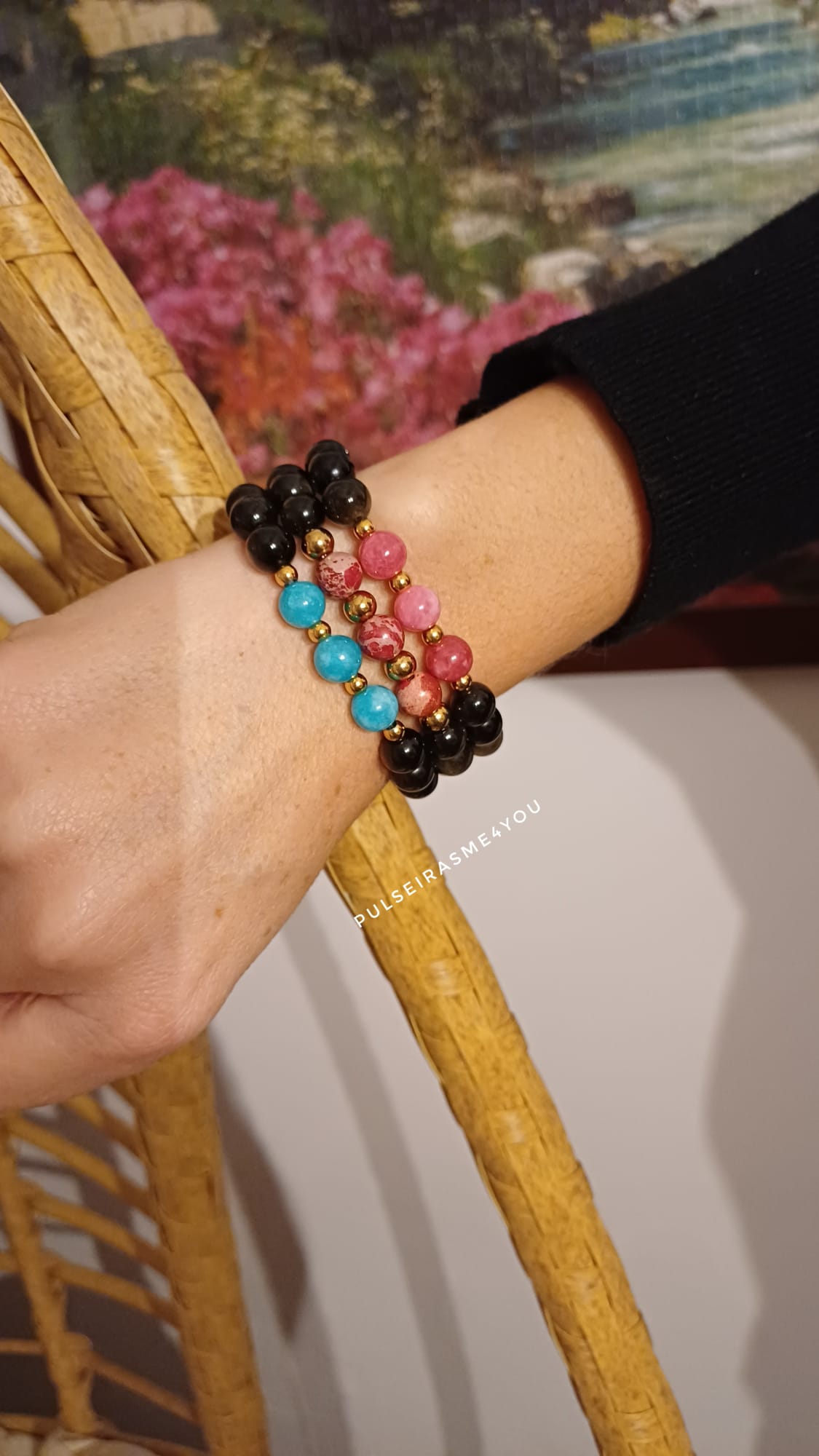 Pulseira Feminina Obsidiana Gold - PULS SH 40