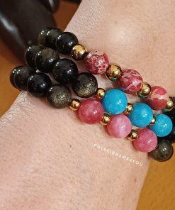 Alternative view of Pulseira Feminina Obsidiana Gold -  PULS SH 40