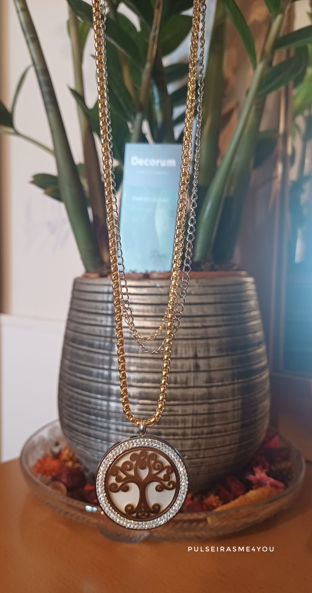 Colar Aço Inoxidável Árvore da Vida com Zircónicas – Col S Aço 23 - Image 2