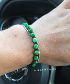 Pulseira Budista - Pedras 6mm Verde Jade - PULSH 321