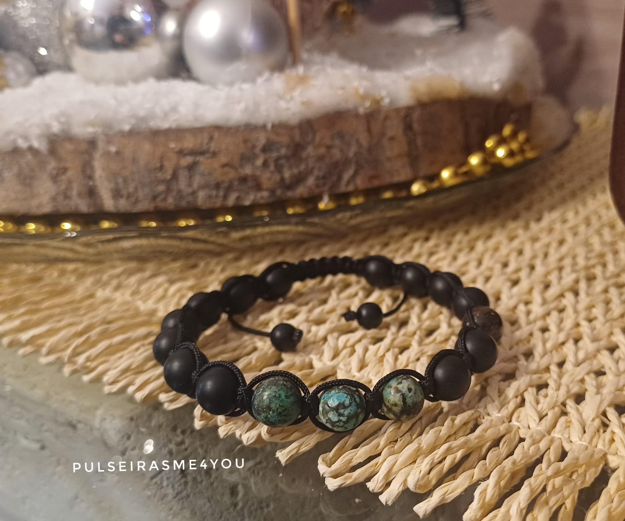 Pulseira Masculina Preto Fosco Onyx & Verde África & Olho de Tigre - PULSH 333 - Image 3