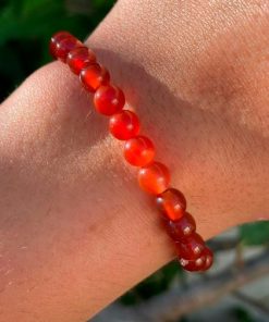 Pulseira Pedra Cornalina Ágata Vermelha 6mm- PULSH 339