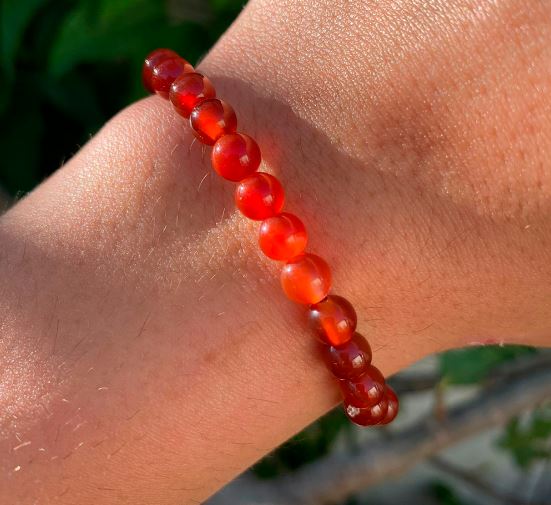 Pulseira Pedra Cornalina Ágata Vermelha 6mm- PULSH 339