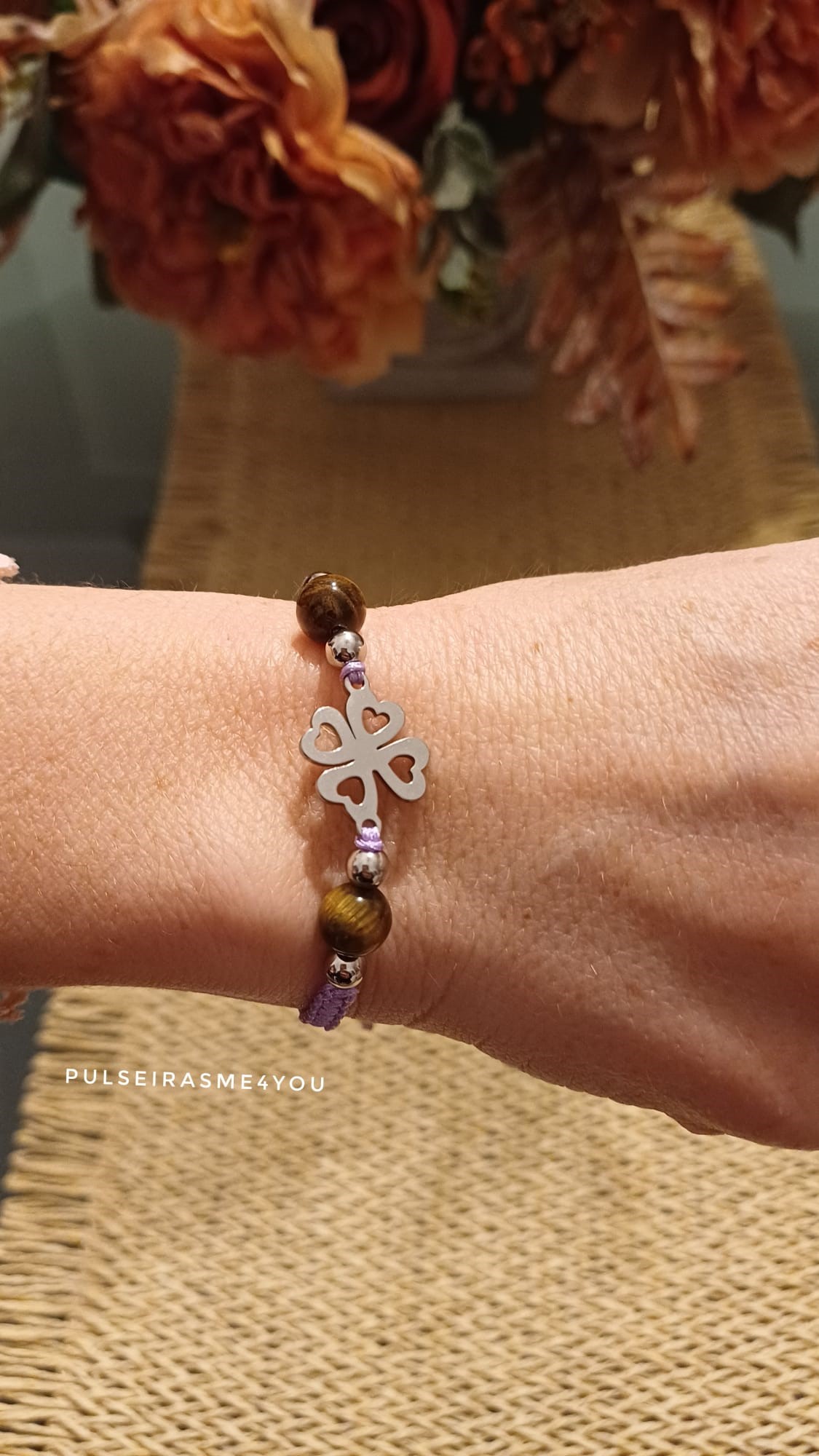 Pulseira Feminina Trevo & Olho de Tigre - PULS SH 47