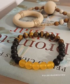 Pulseira Masculina Onyx & Olho Tigre & Amarelo Jade - PULSH 345
