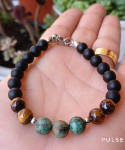Pulseira Pedras Verde África  - PULSH AÇO 78